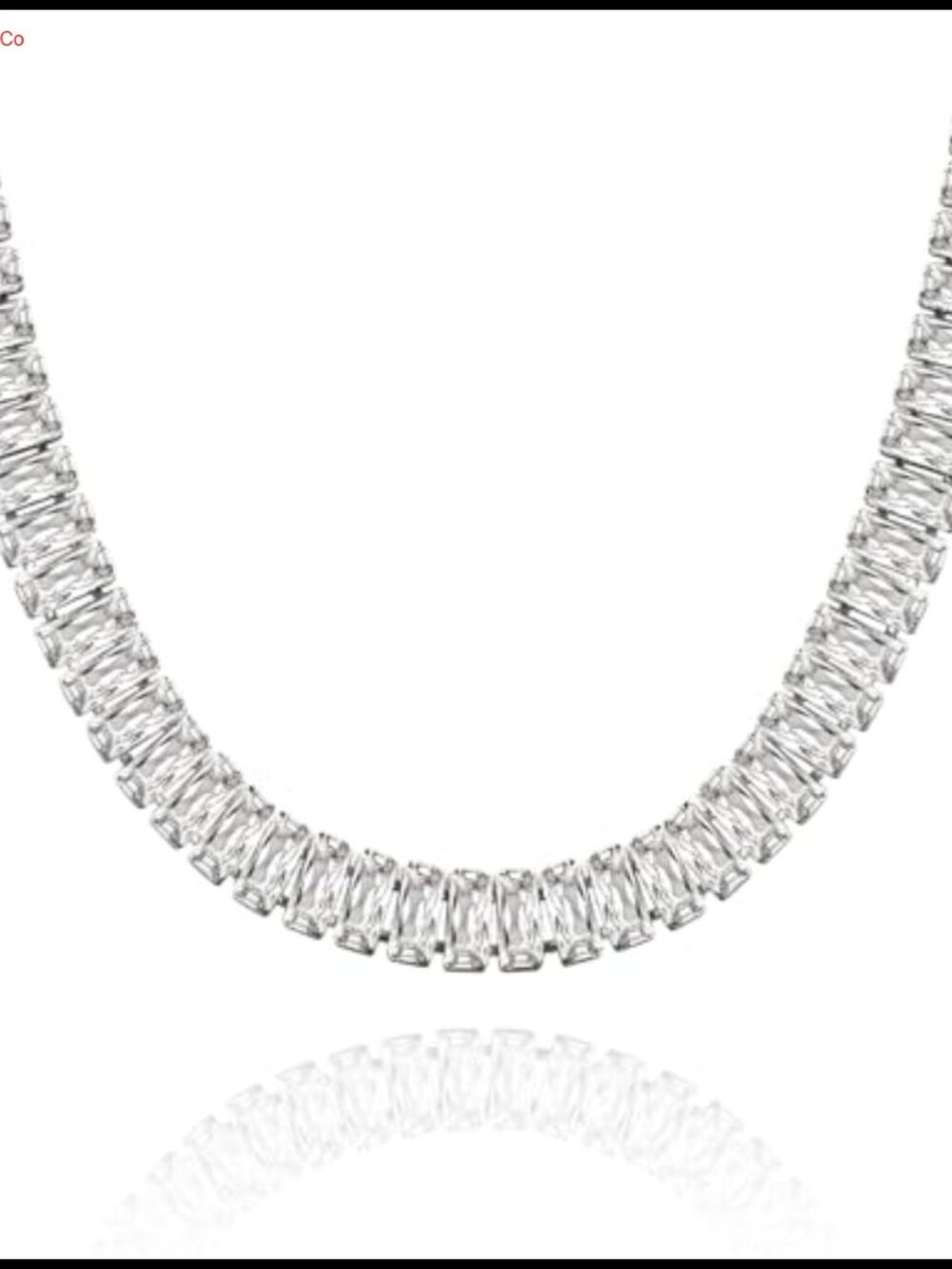 14K Gold Plated Baguette Tennis Necklace Cubic Zirconia Adjustable Choker